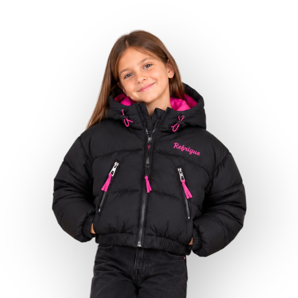 PIUMINO CROPPED BAMBINA NERA