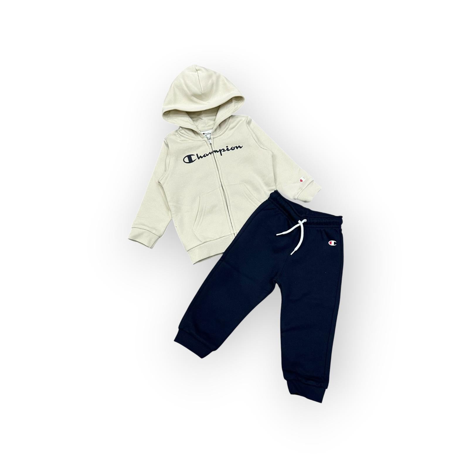 TUTA CON CAPPUCCIO E ZIP BEIGE