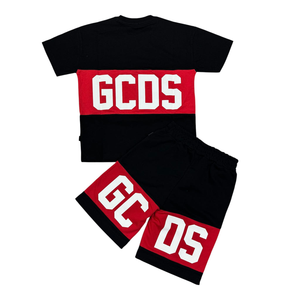 COMPLETO NERO CON BANDA ROSSA