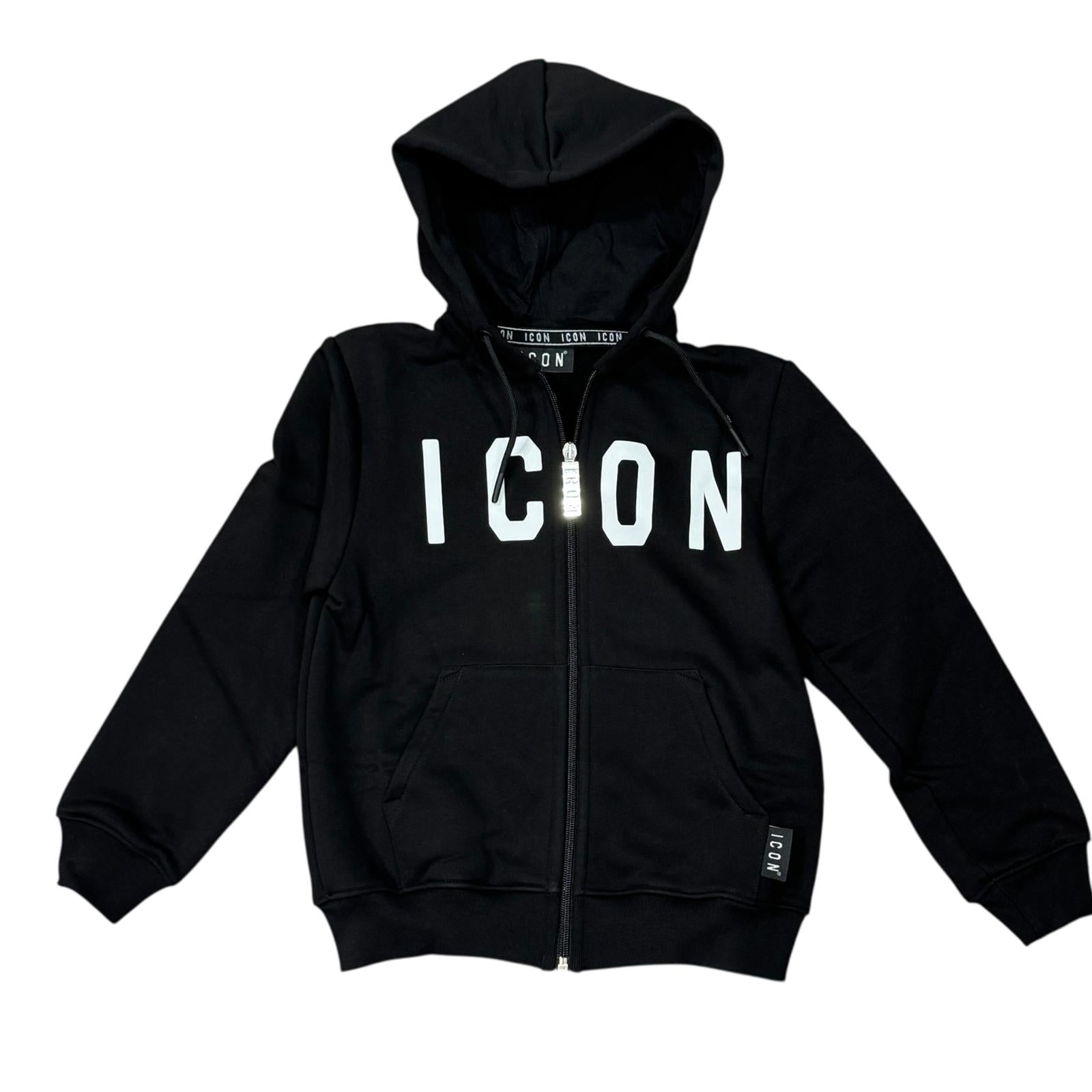 FELPA FULL ZIP ICON BAMBINO NERA