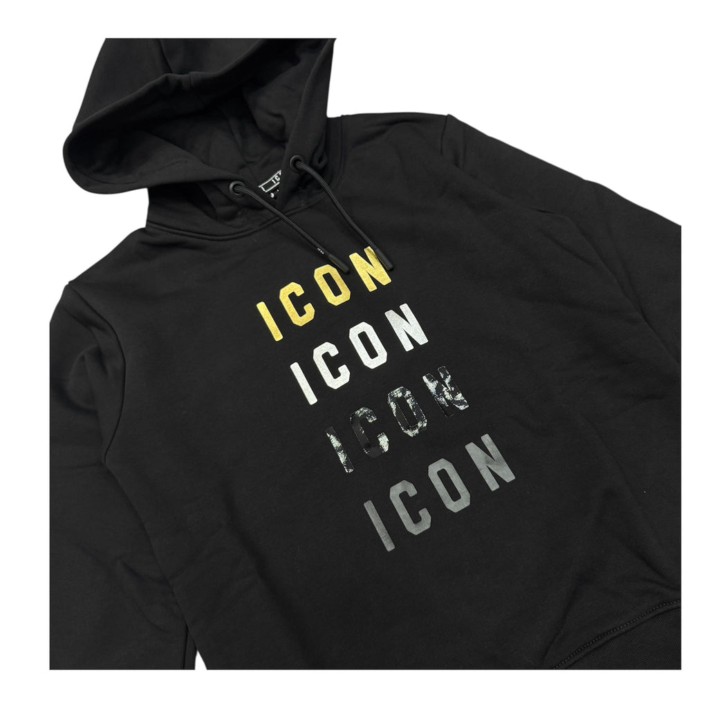 FELPA CON CAPPUCCIO BAMBINA ICON NERO