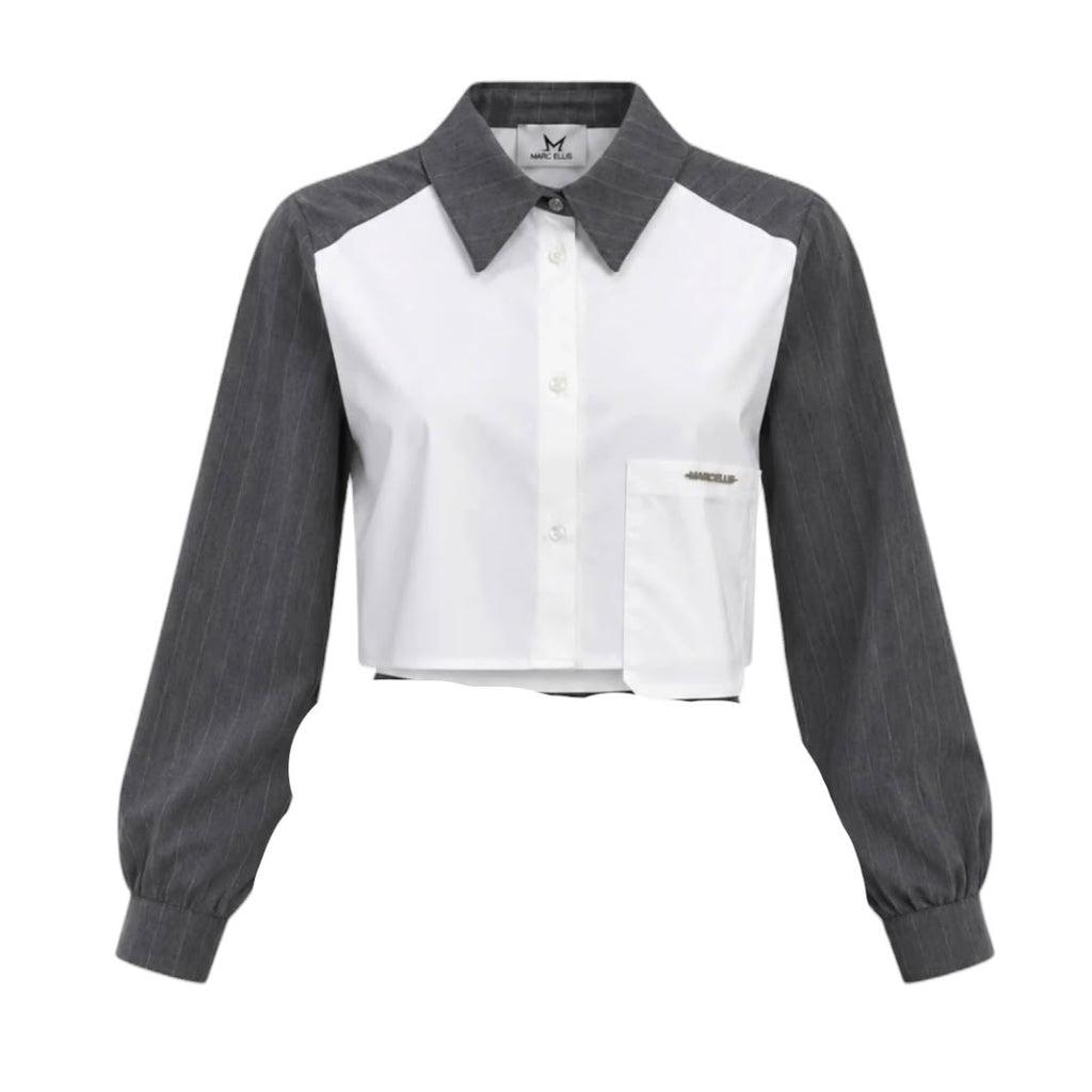 CAMICIA IN TESSUTO GESSATO BAMBINA GRIGIA