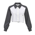 CAMICIA IN TESSUTO GESSATO BAMBINA GRIGIA