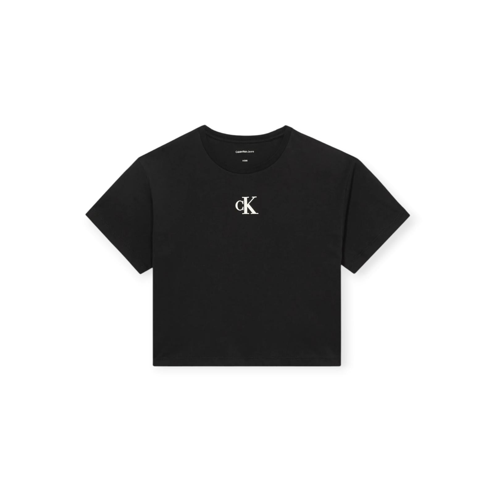 T-SHIRT CROPPED BAMBINA NERO