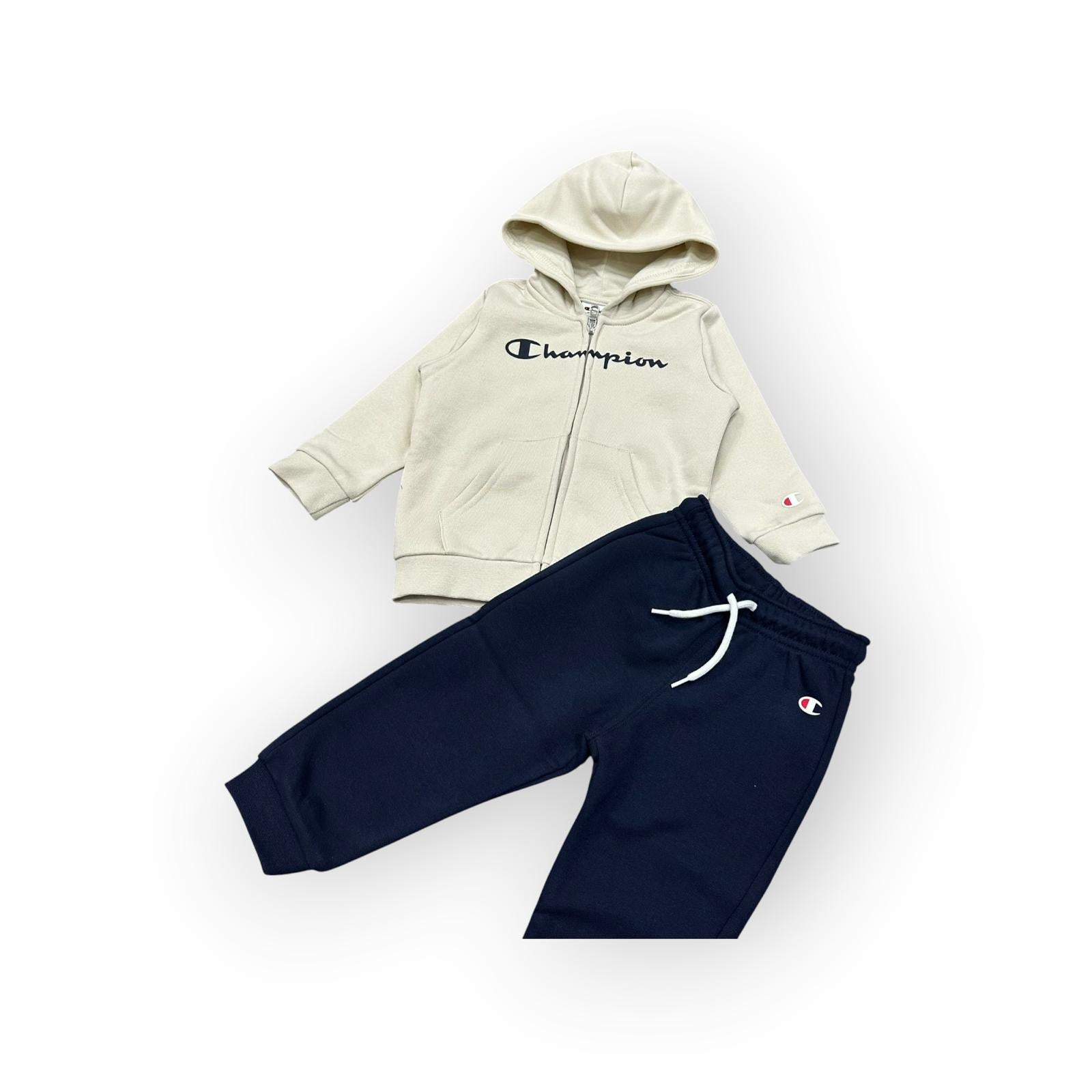 TUTA CON CAPPUCCIO E ZIP BEIGE