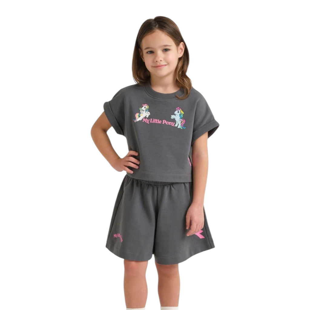 COMPLETO BAMBINA CROPPED GRIGIO
