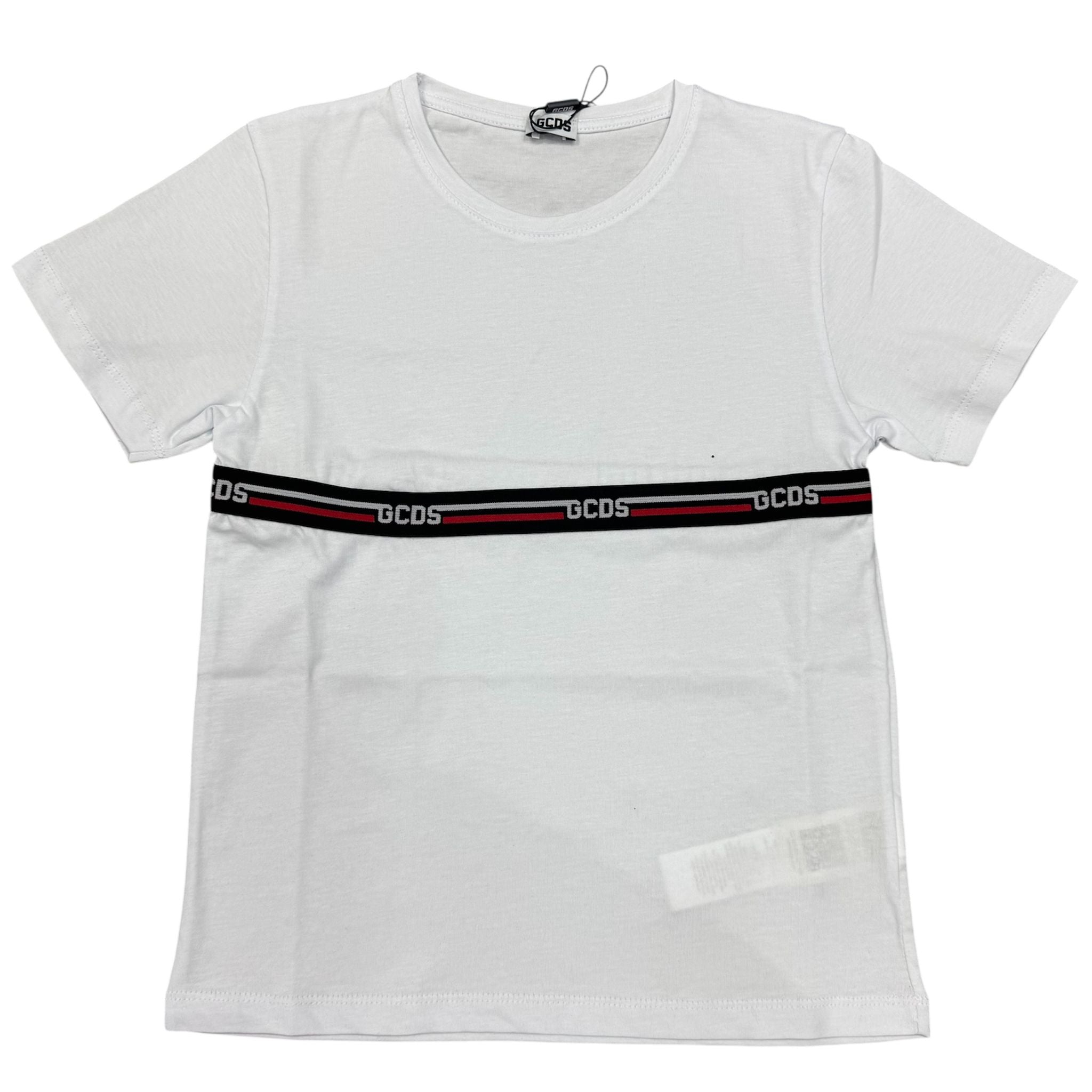 T-SHIRT CON BANDA RICAMATA BIANCA