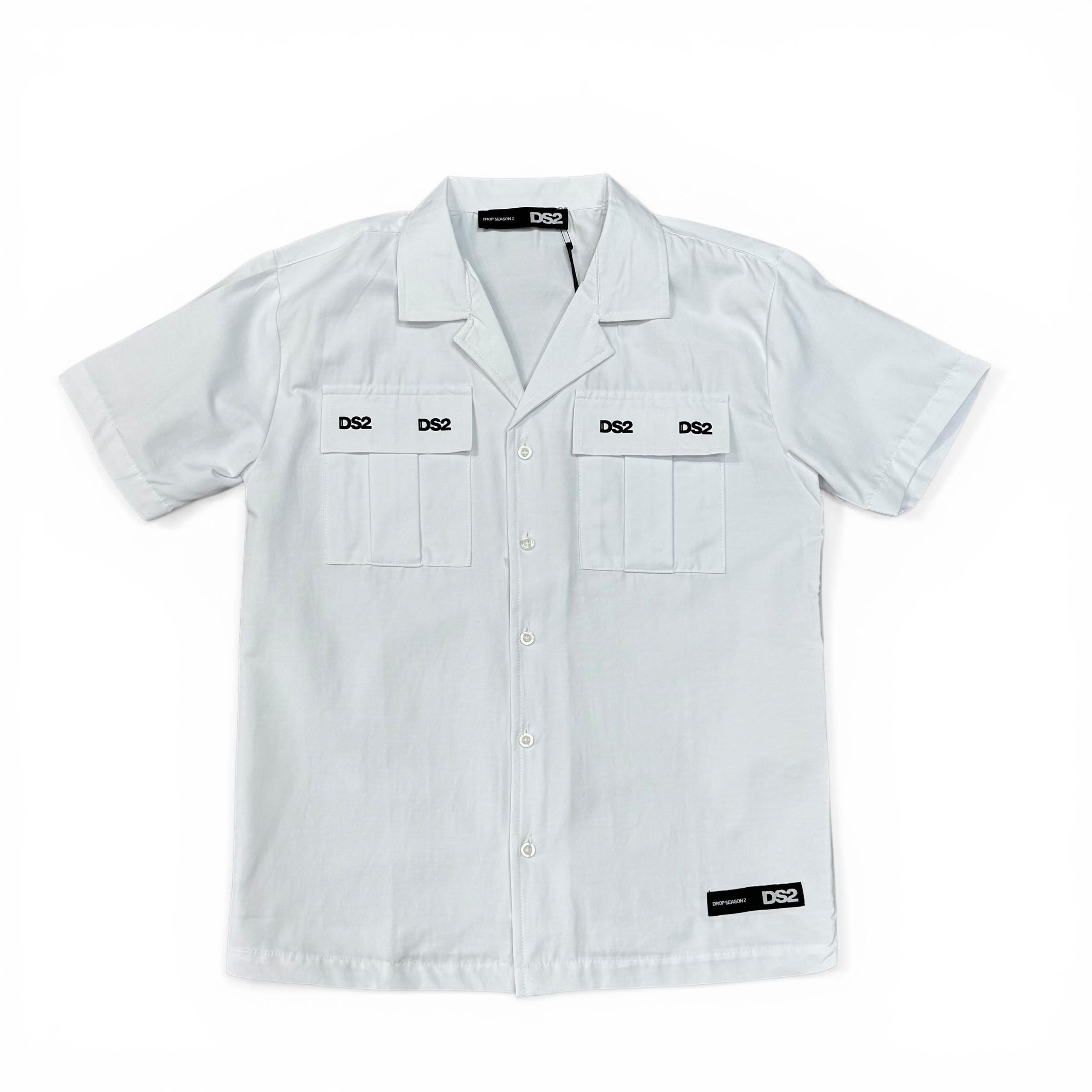 CAMICIA CON TASCHE BAMBINO BIANCA