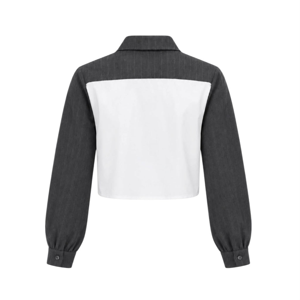 CAMICIA IN TESSUTO GESSATO BAMBINA GRIGIA