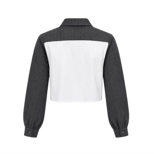 CAMICIA IN TESSUTO GESSATO BAMBINA GRIGIA