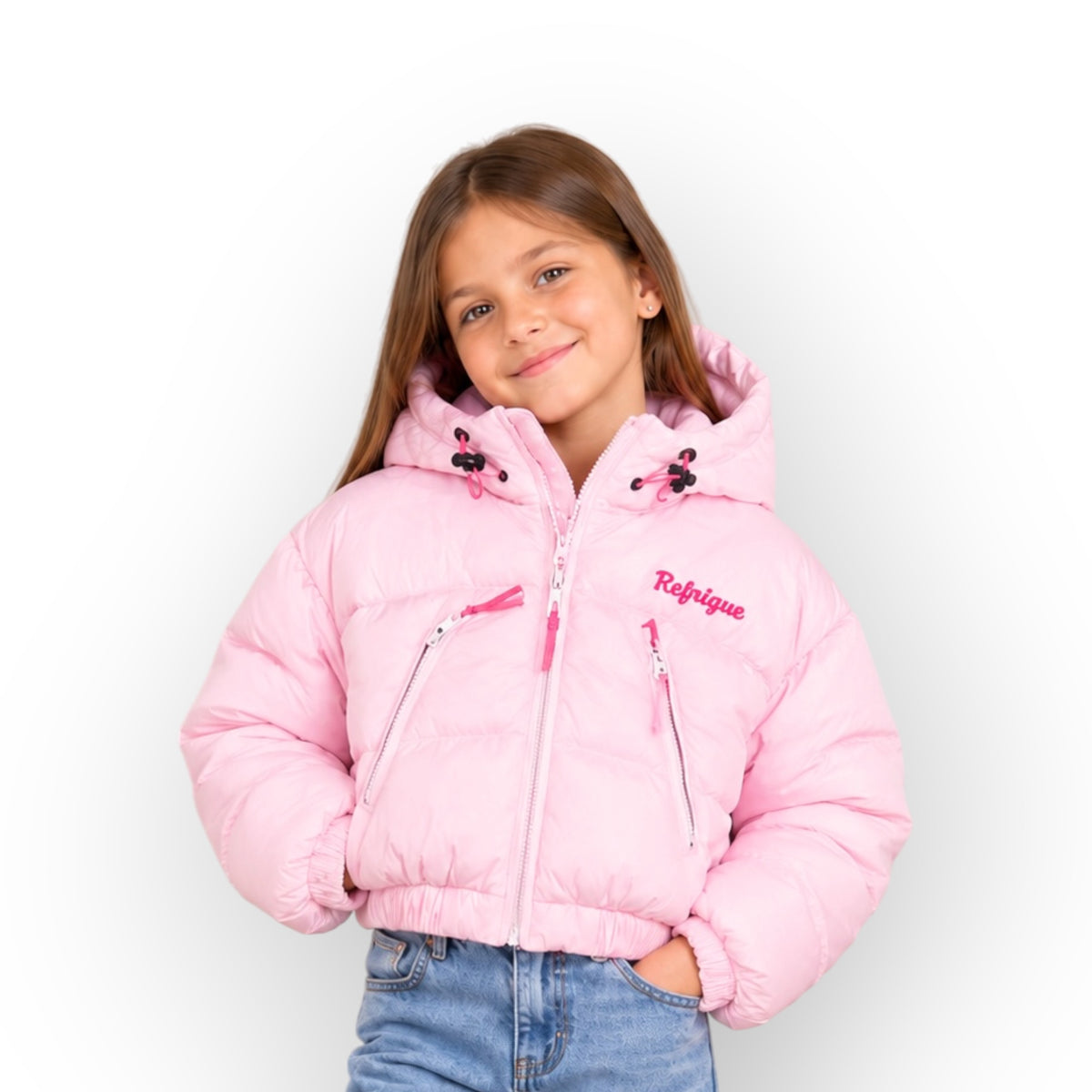 PIUMINO CROPPED BAMBINA ROSA