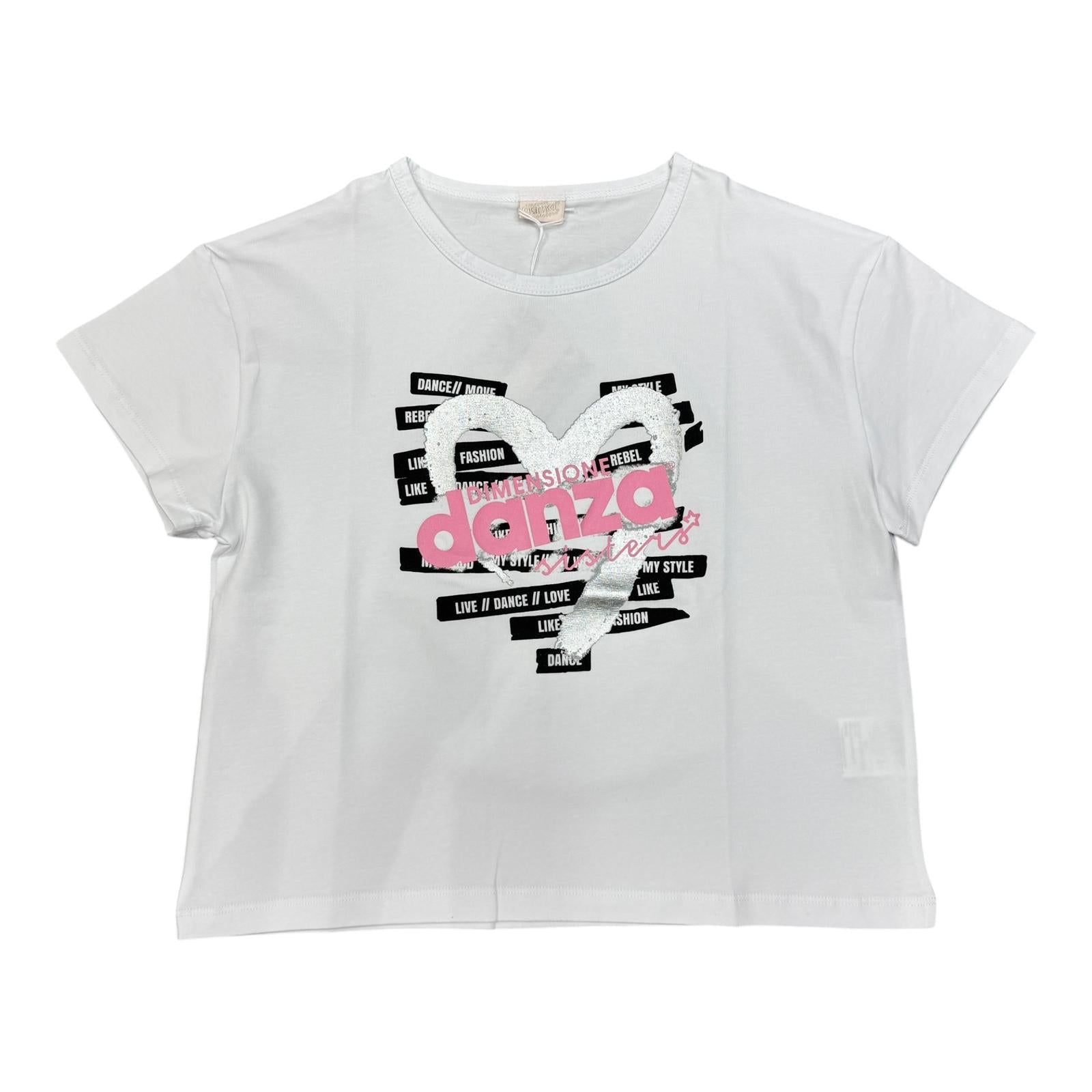 T-SHIRT DIMENSIONE DANZA BAMBINA BIANCA