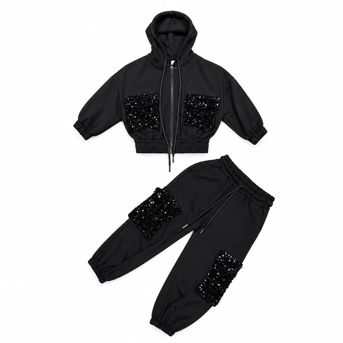 COMPLETO TUTA CROPPED BAMBINA NERA