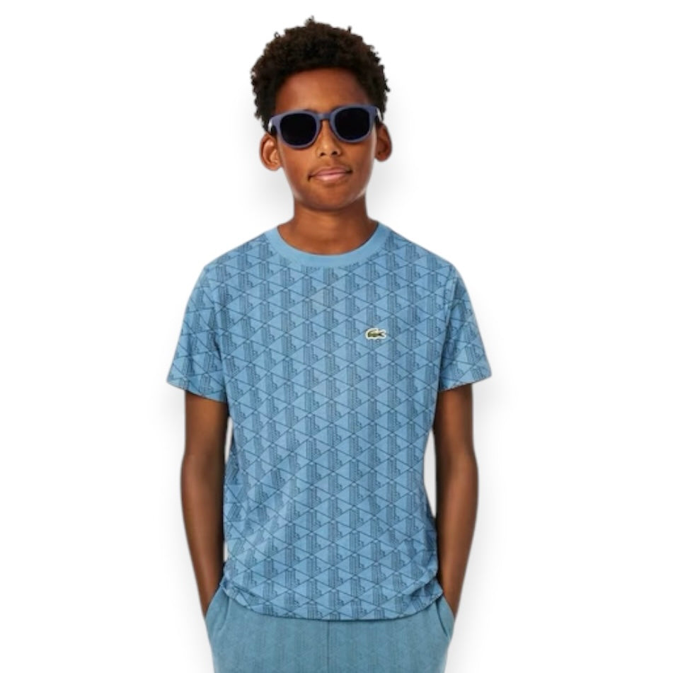 T-SHIRT IN COTONE MONOGRAMMA BLU