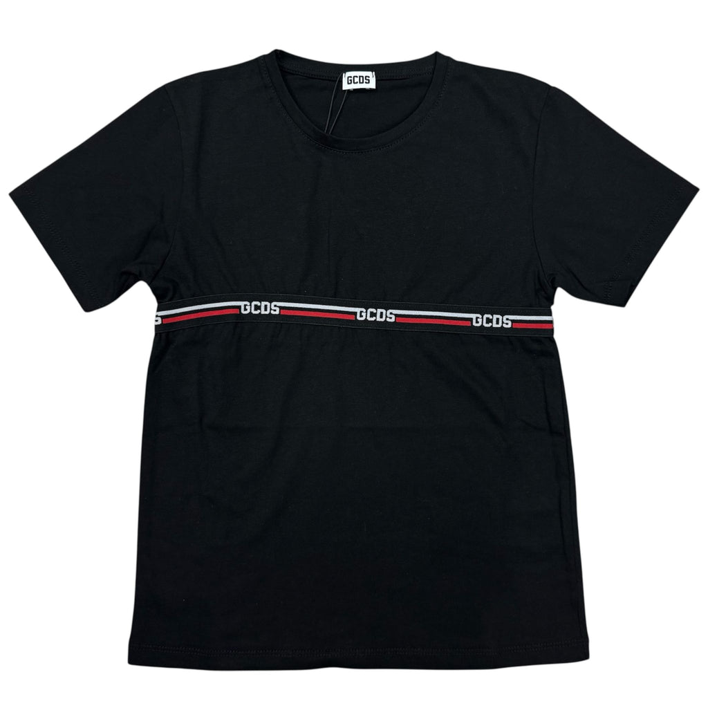 T-SHIRT CON BANDA RICAMATA NERA