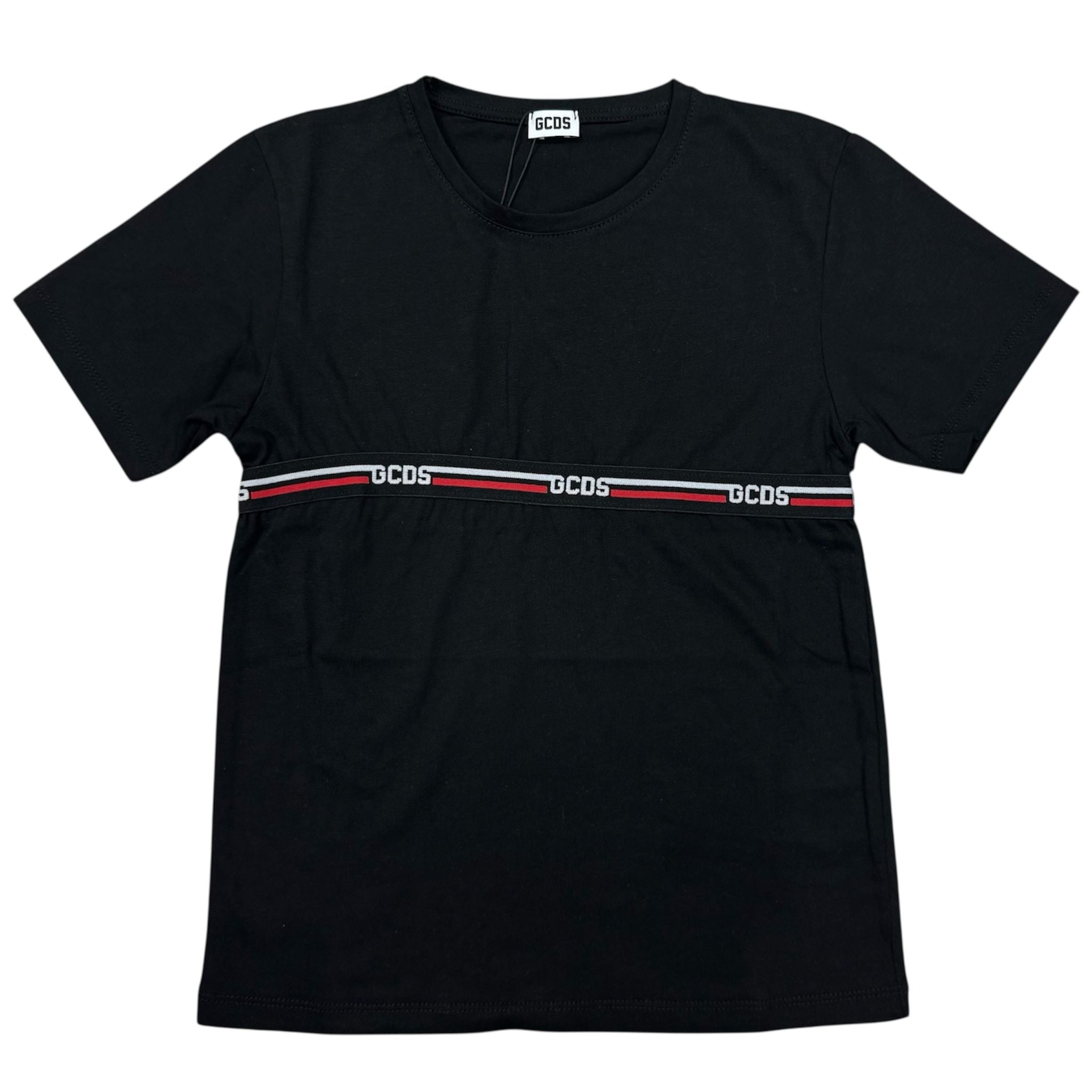 T-SHIRT CON BANDA RICAMATA NERA