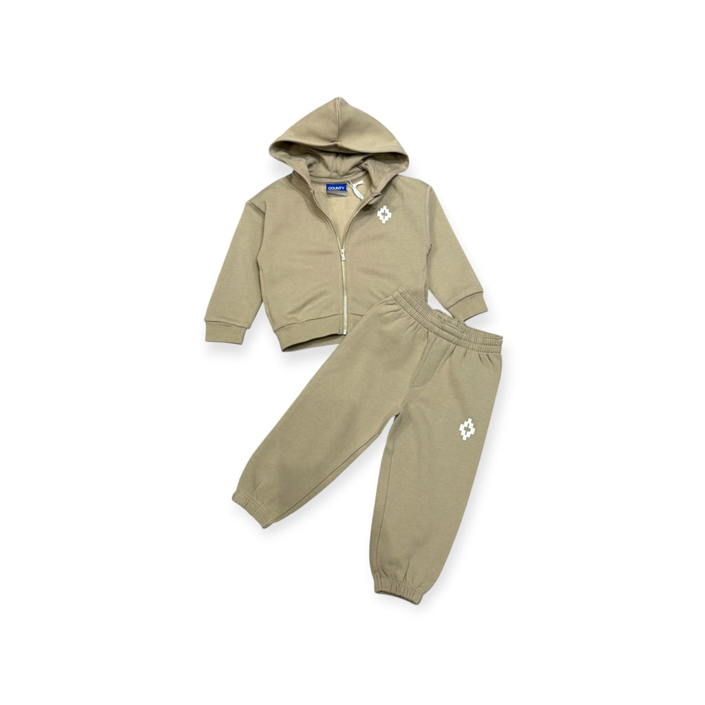 COMPLETO TUTA CON ZIP BEGIE