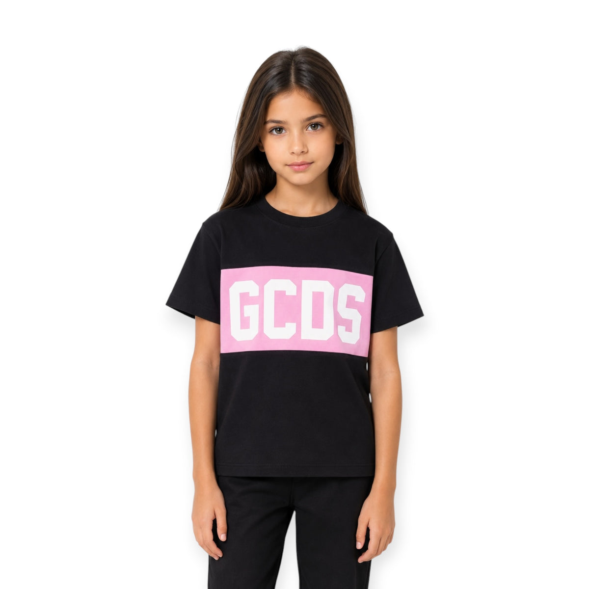 T-SHIRT BANDA LOGO NERA ROSA
