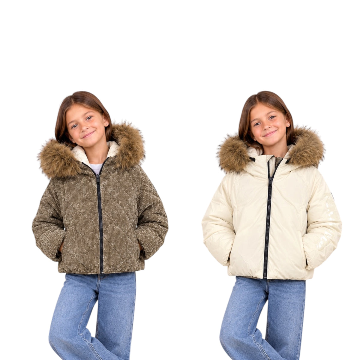 PIUMINO REVERSIBILE BAMBINA MARRONE