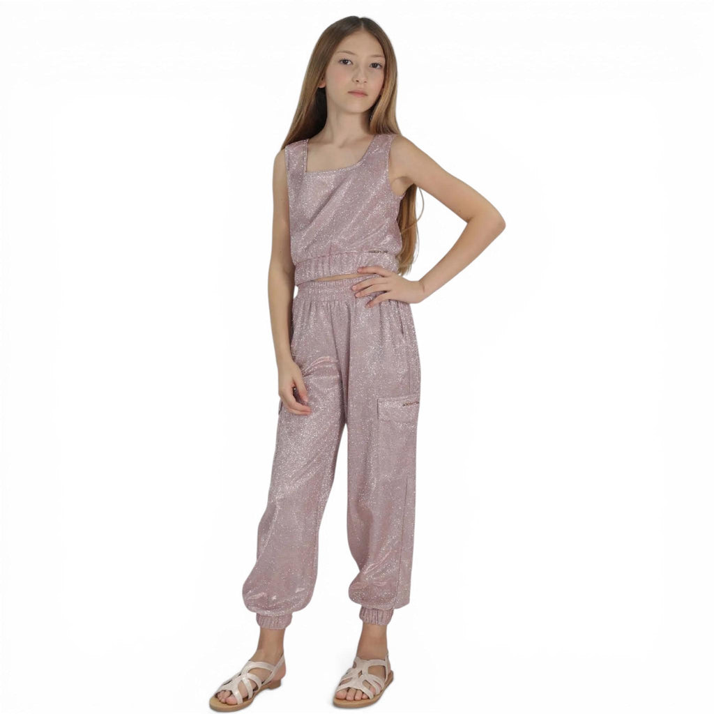 COMPLETO GLITTERATO BAMBINA ROSA