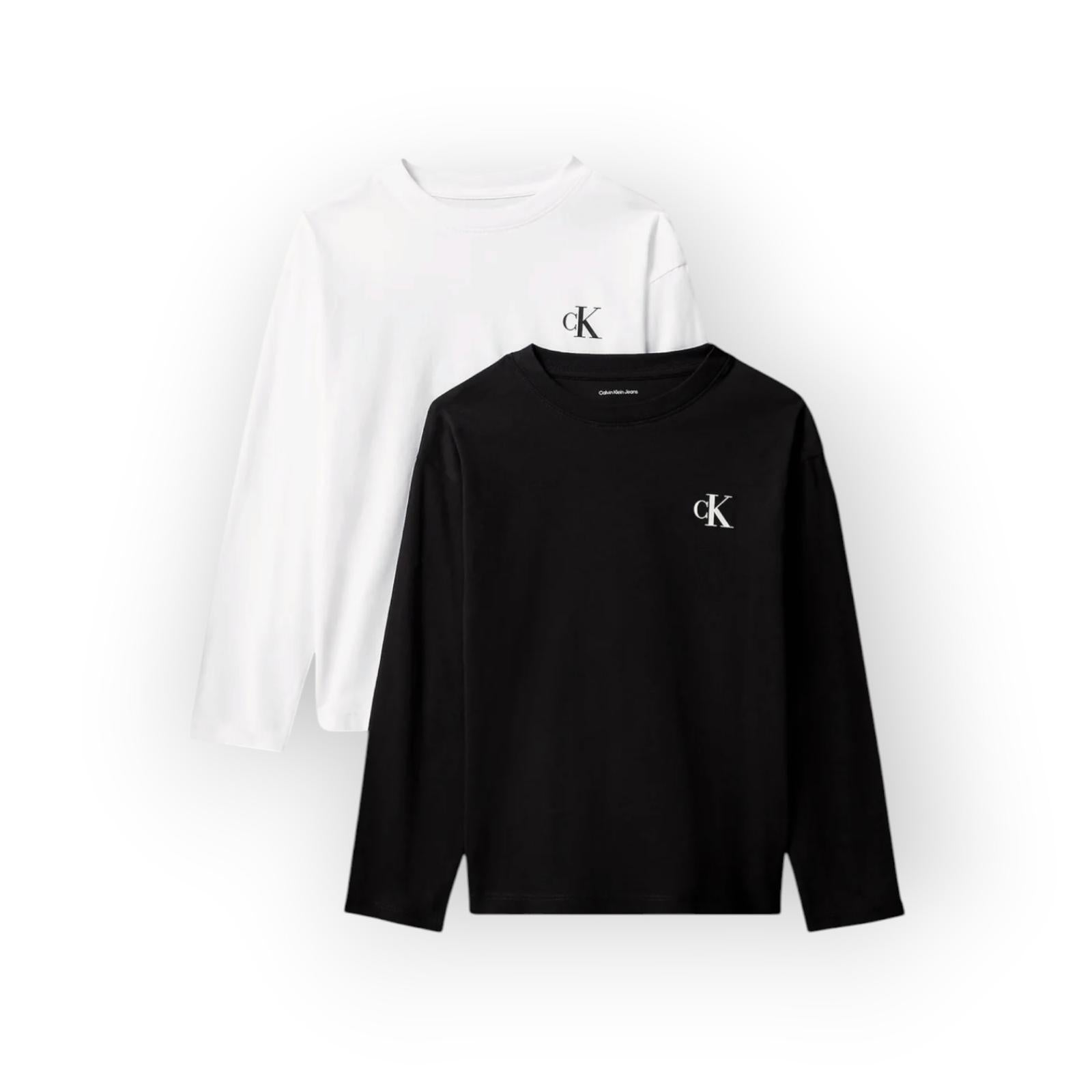 CONFEZIONE 2 MAGLIE IN COTONE BIANCA NERA