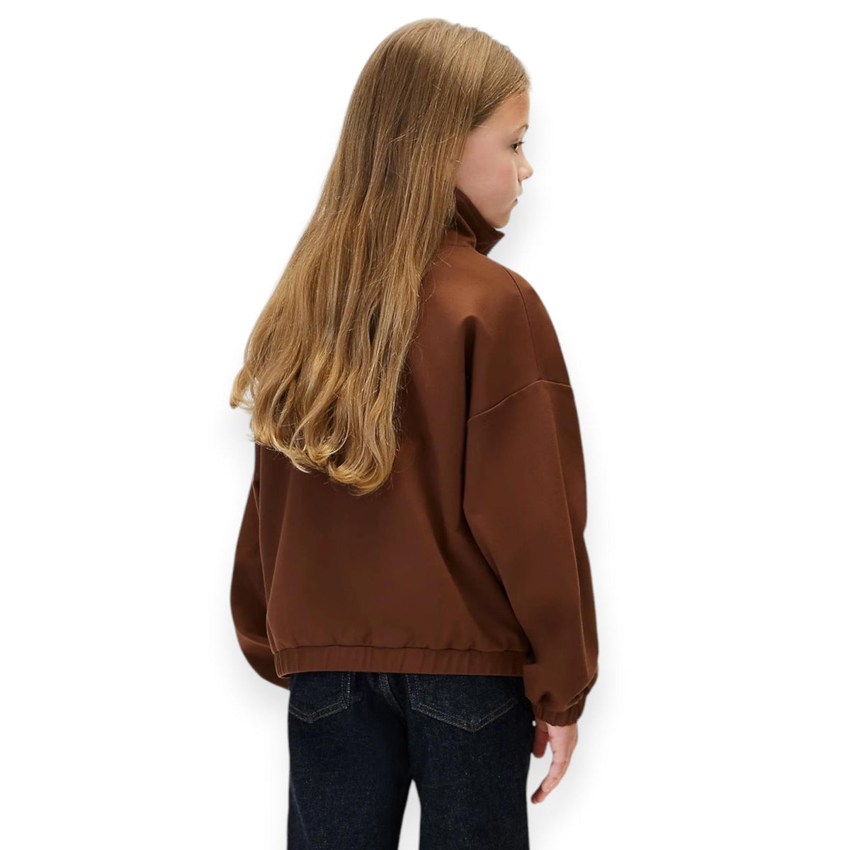 FELPA MEZZA ZIP BAMBINA MARRONE