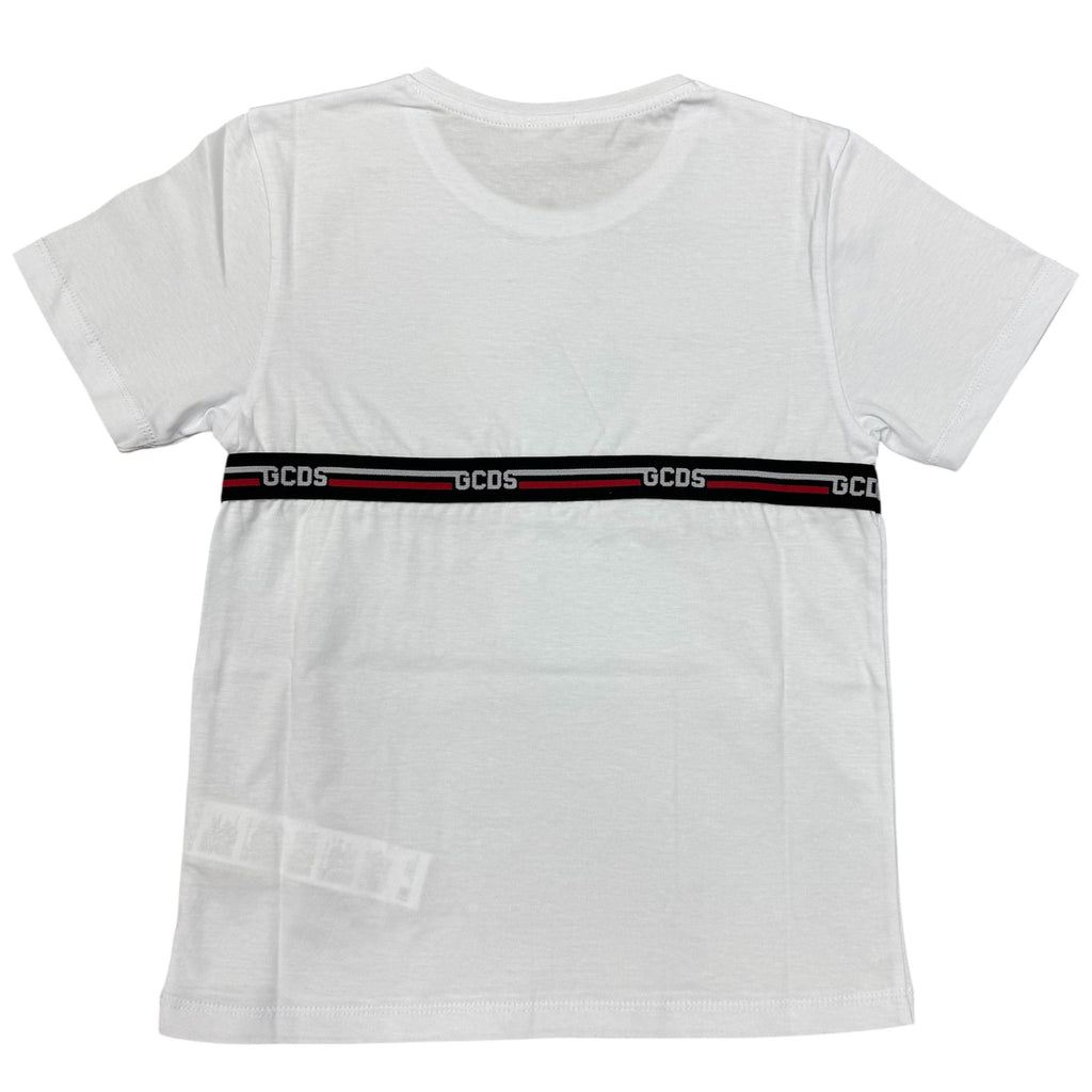 T-SHIRT CON BANDA RICAMATA BIANCA