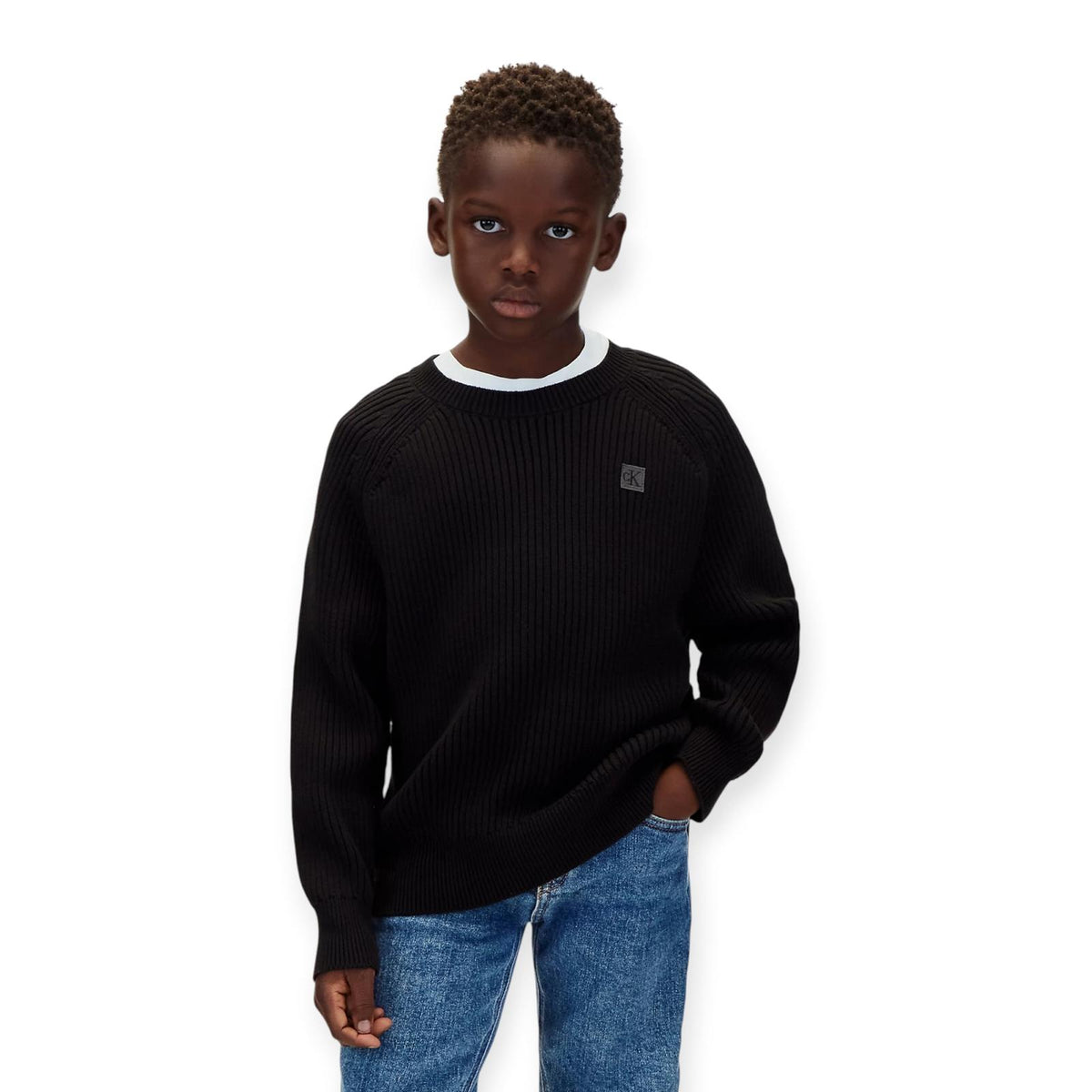 MAGLIONE RAGLAN BAMBINO NERO
