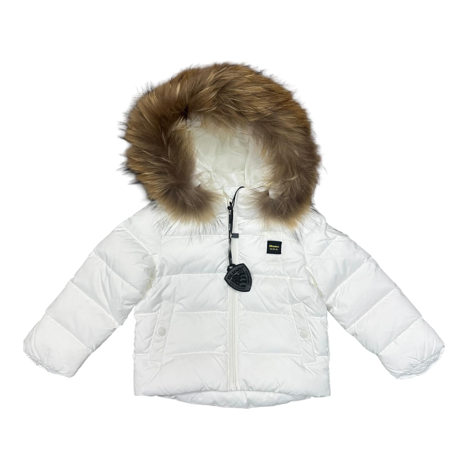 PIUMINO CON BORDO IN PELLICCIA BLAUER BAMBINA BIANCO