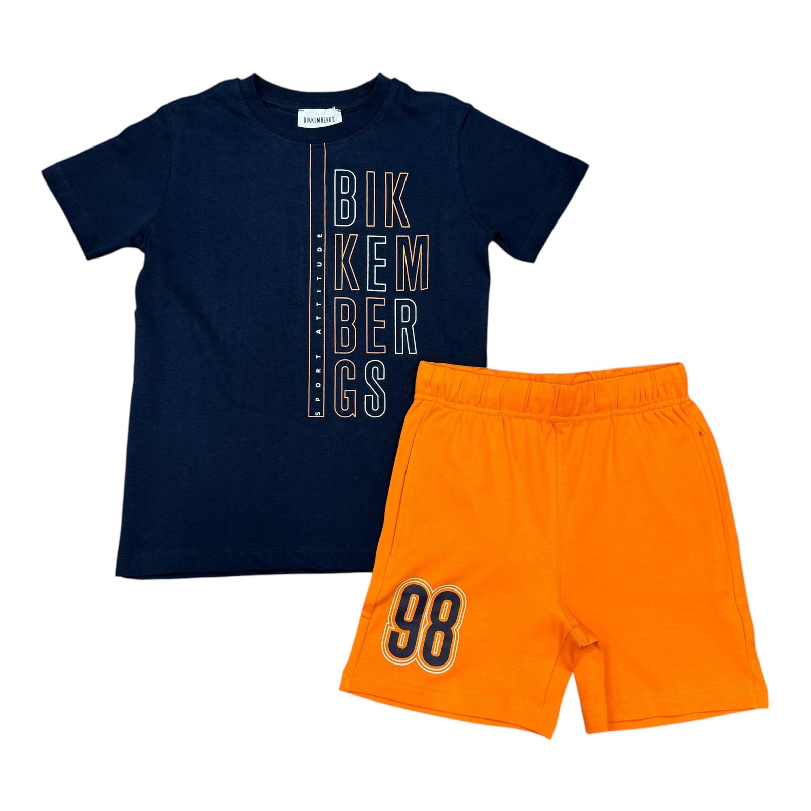 COMPLETO BIKKEMBERGS BAMBINO BLU NAVY E ARANCIONE