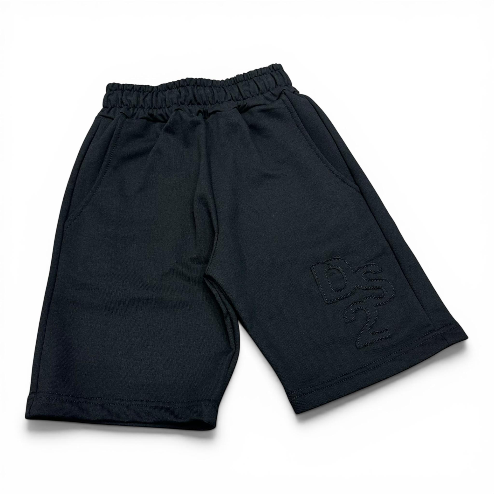 SHORT RICAMO IN COTONE NERO