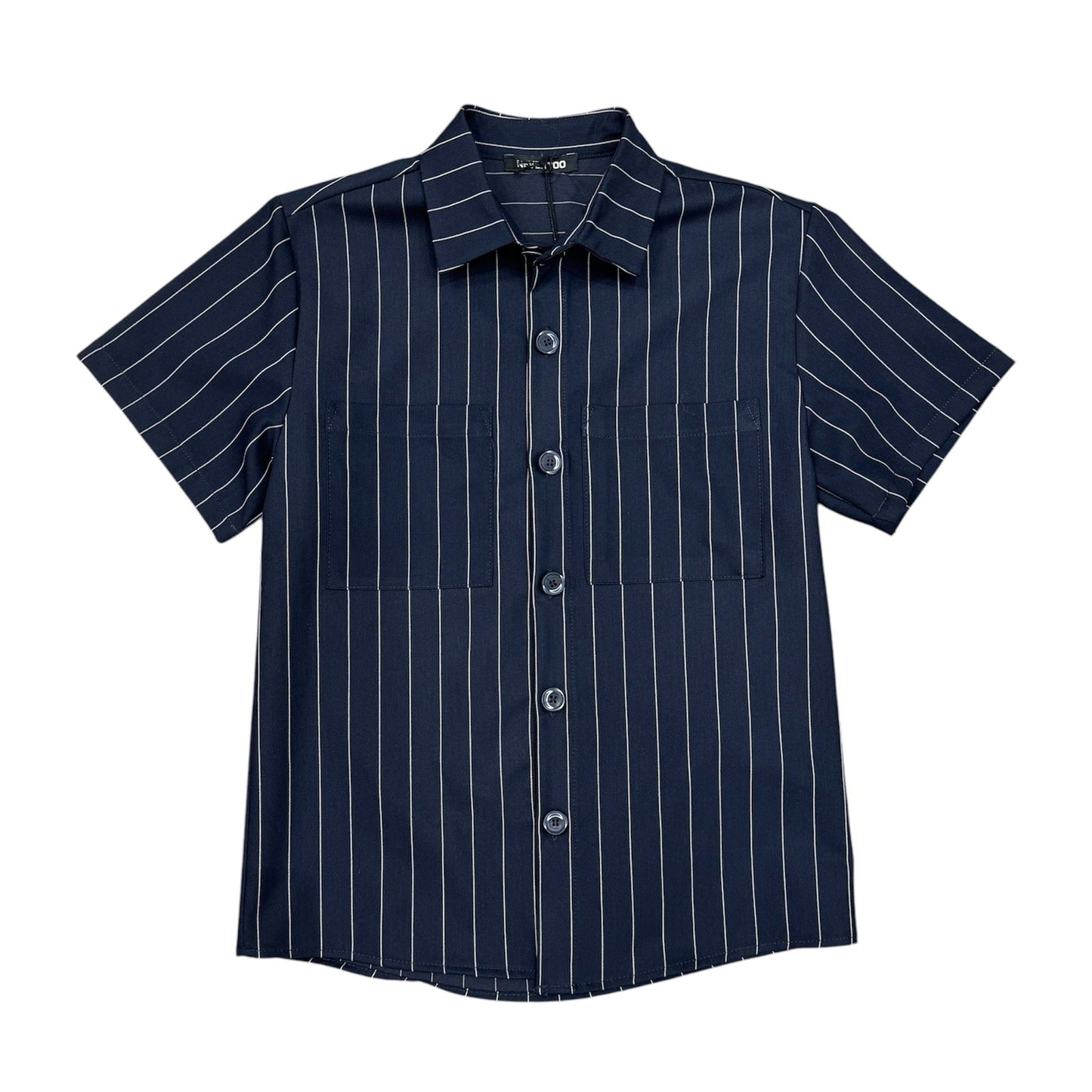 CAMICIA NEVER TOO BAMBINO BLU A RIGHE