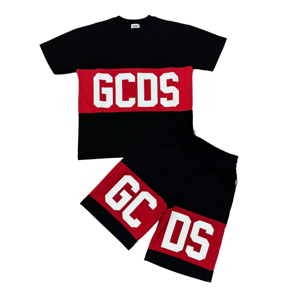 COMPLETO NERO CON BANDA ROSSA