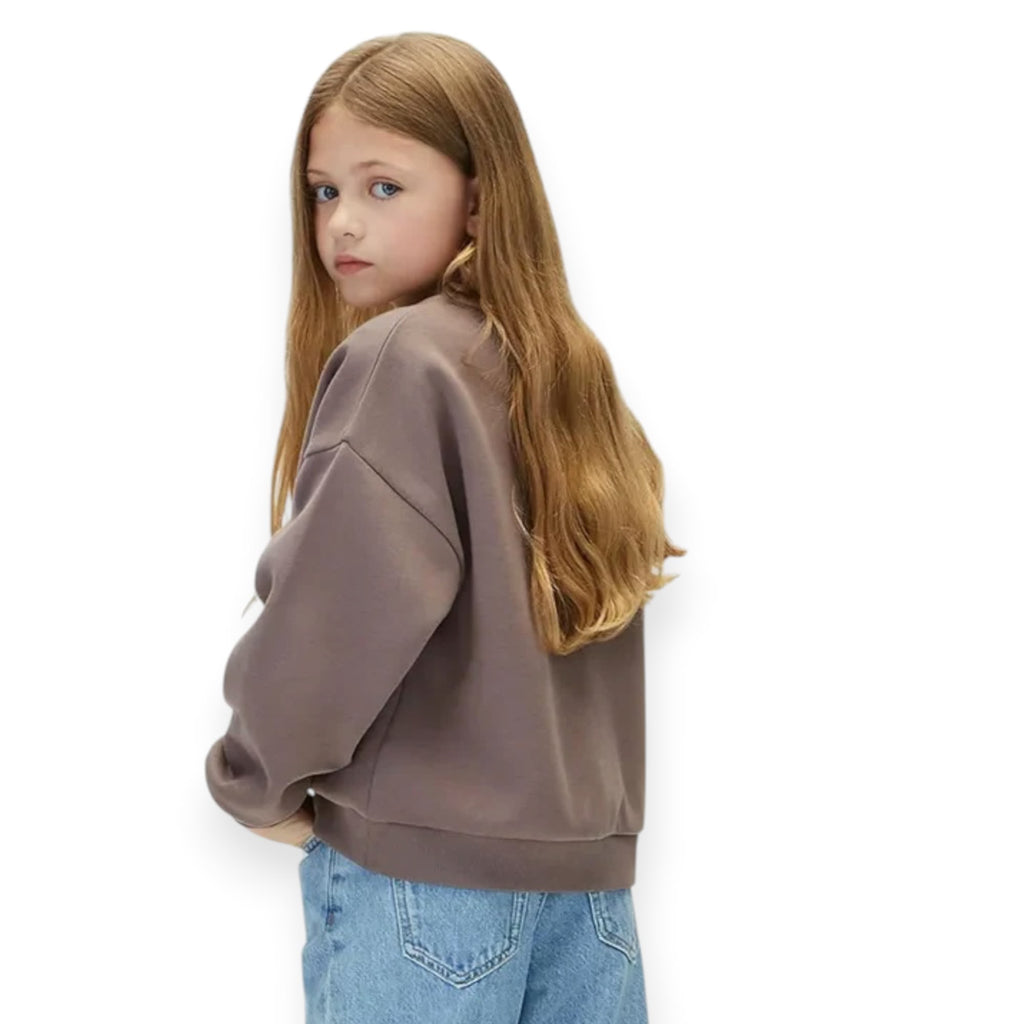 FELPA CROPPED BAMBINA MARRONE