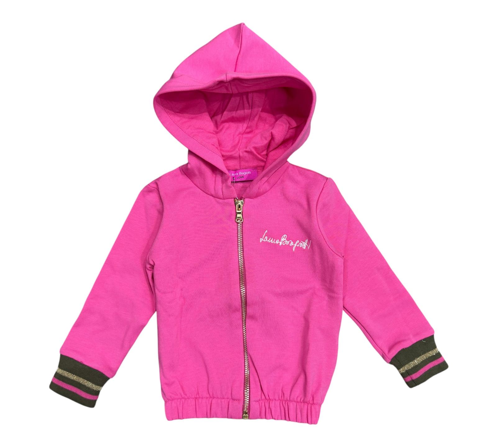 FELPA BAMBINA LAURA BIAGIOTTI  CON CAPPUCCIO ROSA