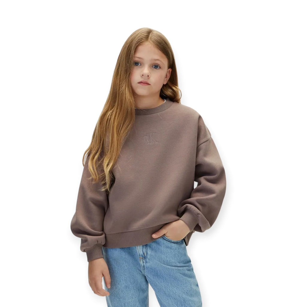FELPA CROPPED BAMBINA MARRONE