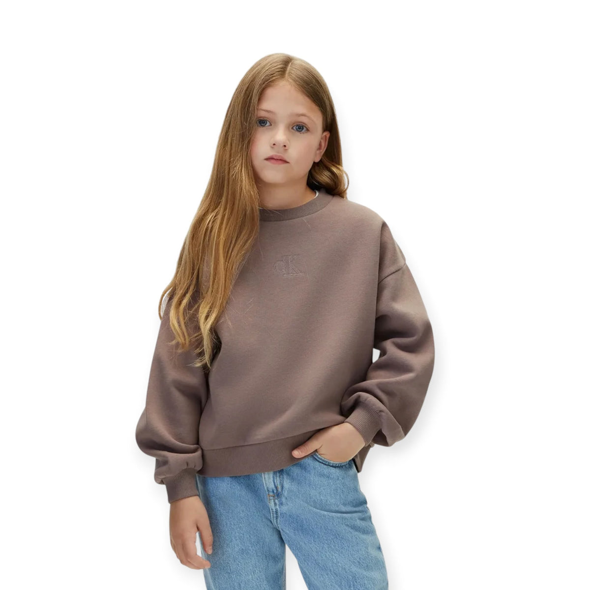 FELPA CROPPED BAMBINA MARRONE