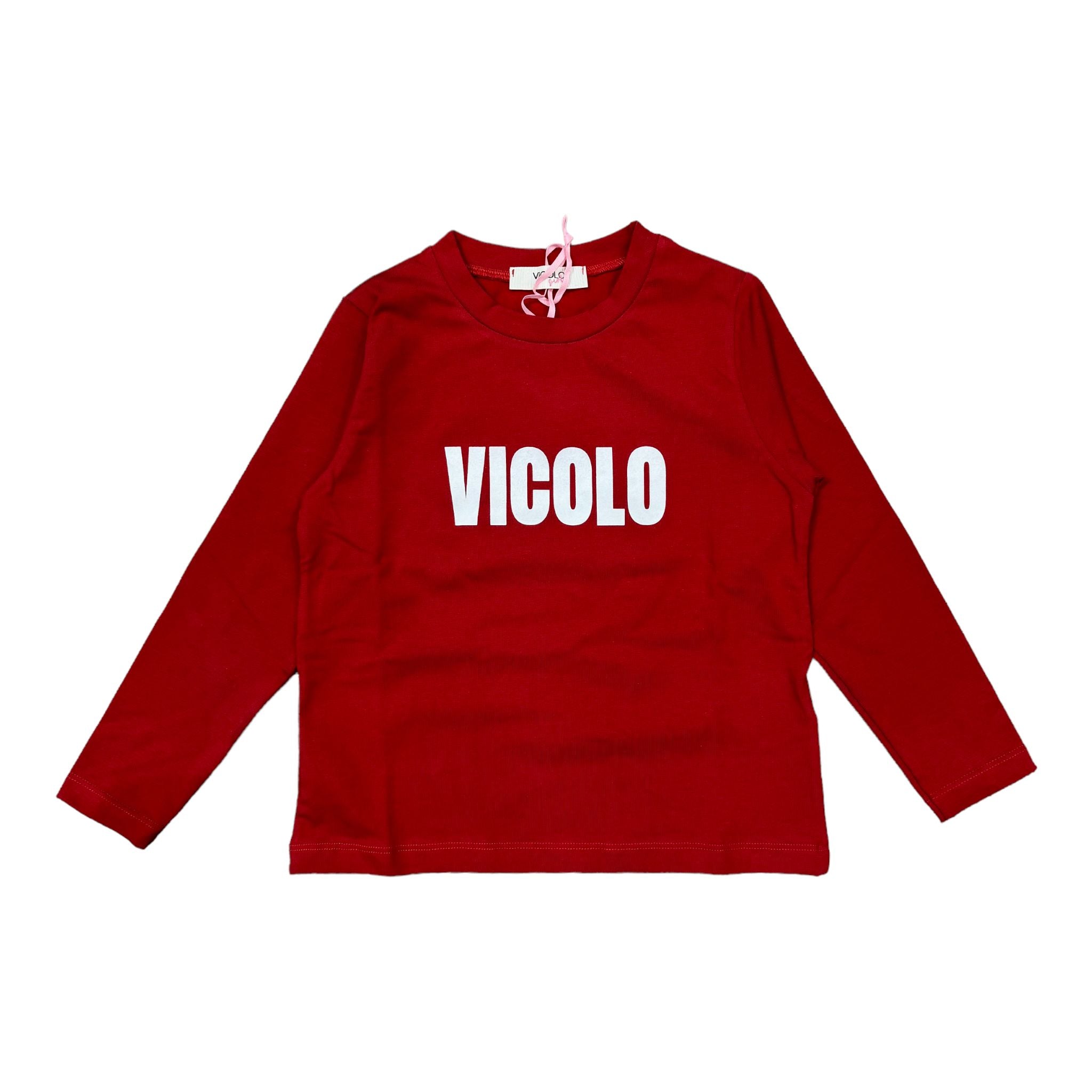 VICOLO MAGLIA IN COTONE ROSSA CON LOGO VIOLA