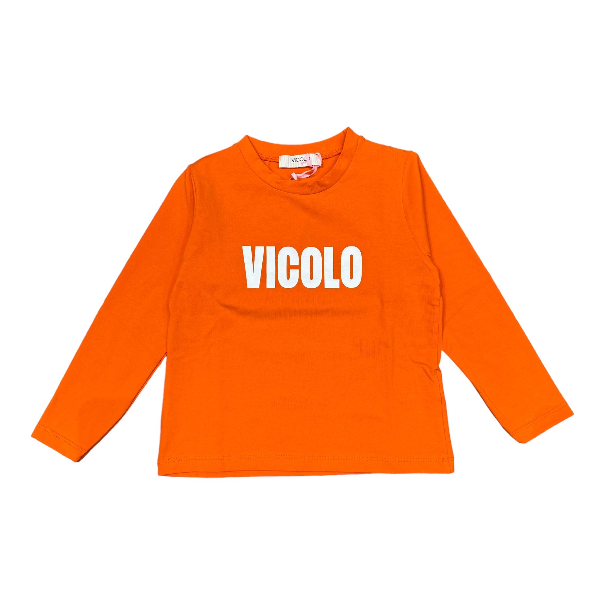 VICOLO MAGLIA IN COTONE ARANCIO CON LOGO BIANCO