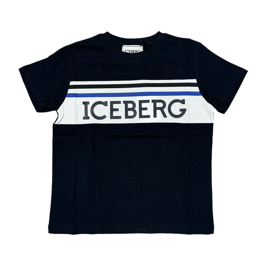ICEBERG T-SHIRT BAMBINO BLU CON LOGO